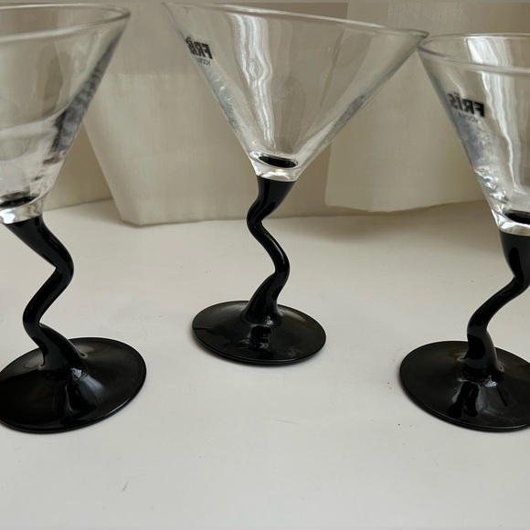 Martini Glasses Black Stem 6 oz Glasses Made in France Buy one or 12 You choose - Picture 3 of 8